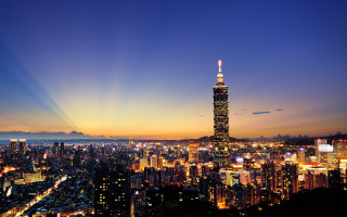 City skyline night tower bright 2 - dong yuan free wallpaper