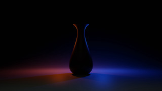Black vase blue red light - a shadow free wallpaper