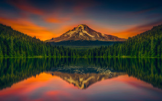 Mountain reflection sunset lake urban - a mountain free wallpaper