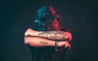 Woman longhair tattoo biomechanical cubofuturism - biomechanical free wallpaper