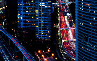 Tokyo night cityscape bridge ferriswheel 7 - traffic free wallpaper