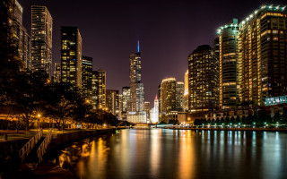 City skyline night river bridge 13 - a bridge crossing over free wallpaper