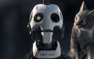 Cat robot cyberpunk owl black - cedric peyravernay free wallpaper