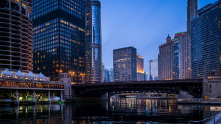 City night bridge river skyscrapers - skyscraper free wallpaper