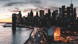 City skyline bridge river dusk - dusk free wallpaper