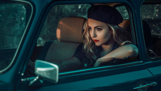 Woman car hat blonde fashion - free vintage wallpaper