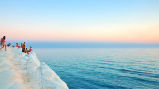 Cliff people ocean sunset beach - sunset time free wallpaper