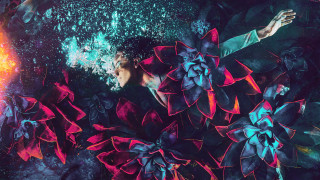 Woman fire aurora constellation glowing - a painting of a woman free wallpaper