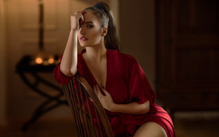 Woman red dress chair lamp - a lamp free wallpaper
