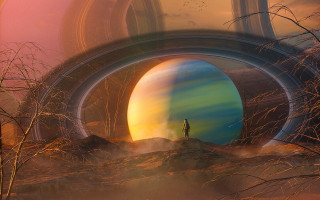 Surreal planet man matte forest - the middle of the picture free wallpaper