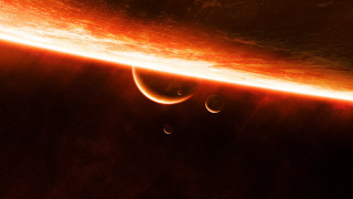 Planets orange glow space night - orange glow free wallpaper