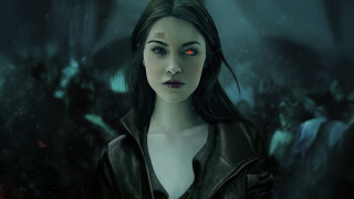 Red eyes cyberpunk fantasy dystopian - other person free wallpaper