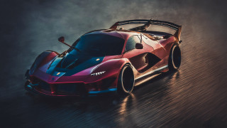 Red blue sports car smoke - the back of its free wallpaper