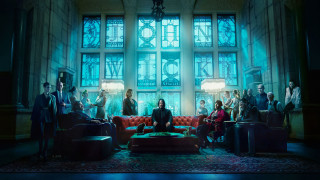 Living room group window blue - dong kingman free wallpaper
