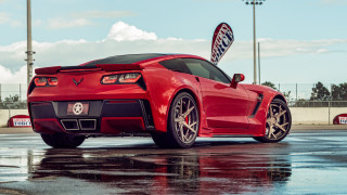 Red sports car tiltshift blue - roof free wallpaper