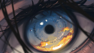 Blue eye flames iris black - iris free wallpaper