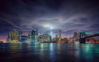 City skyline bridge river night 94 - a full moon in the sky above free wallpaper