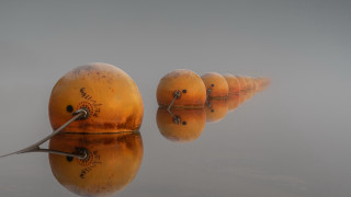 Oranges lake foggy land art - top of a lake next free wallpaper