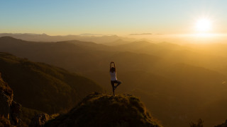 Woman mountain sunrise outdoors lake - top of a mountain free wallpaper