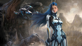 Futuristic woman horse dragon rocky - biopunk free wallpaper