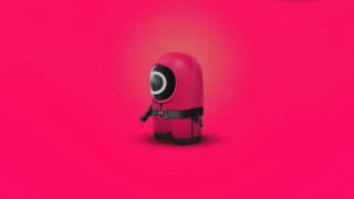 Red black android surreal portrait - a black eye free wallpaper