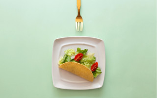 Plate taco fork green background - food photography free wallpaper