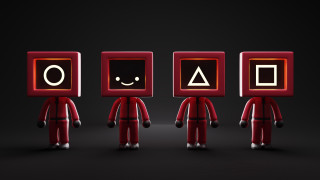 Red robots line faces eyes - a line free wallpaper