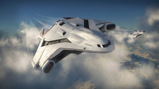 Futuristic space ship flying clouds 2 - the cloud above free wallpaper