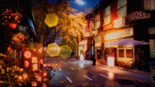 Umbrellas street autumn city lights - evgeny lushpin free wallpaper