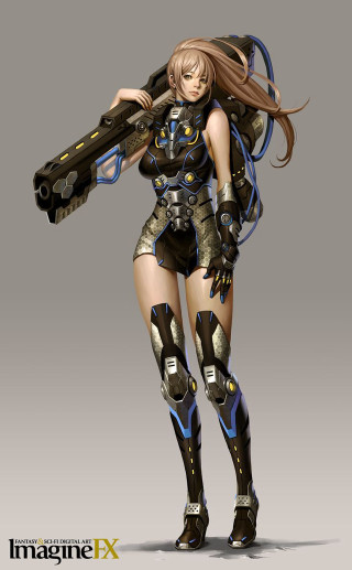 Futuristic woman suit gun case - futuristic free wallpaper