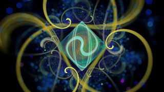 Blue yellow flower swirls spirals - a computer free wallpaper for desktop