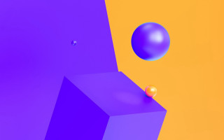 Purple orange background ball cube - the right side of the image free wallpaper