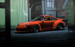 Red car garage green door - a garage next free wallpaper