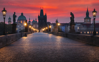 Bridge streetlight clocktower sunset mystical 2 - mystical free wallpaper