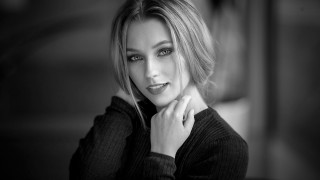 Blonde woman black sweater portrait - a black sweater free wallpaper