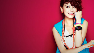 Woman blue dress necklace cell - white background free wallpaper
