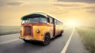 Bus sunset mountain grass vintage - a bus free wallpaper