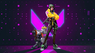 Yellow jacket woman robot purple - anton fadeev free wallpaper