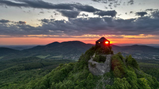 Mountain tower sunset red light - a tower free wallpaper