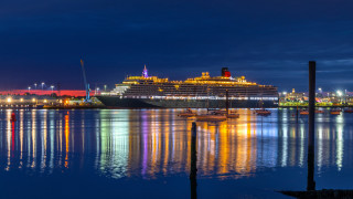 Cruise ship harbor night city - a harbor free wallpaper