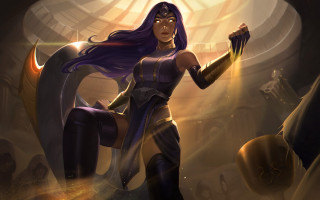Futuristic woman sword glowing circlet - circular free wallpaper