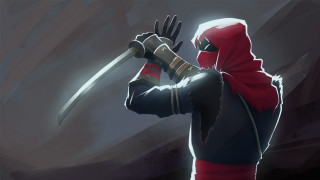Man in red hoodie sword - his hand free wallpaper