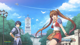Anime couple clocktower outdoors twintails - a screenshot free wallpaper