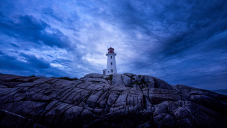 Lighthouse rocky outcrop night blue - a rocky outcropping free wallpaper