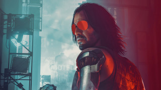 Futuristic man red eye gun - background free wallpaper for desktop