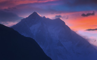 Mountain skyline plane clouds dusk - sky in the background free wallpaper