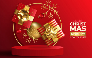 Merry christmas gift red background - happy free wallpaper