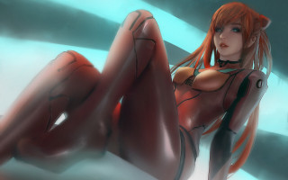 Red haired cat eared suit - her leg free wallpaper for desktop
