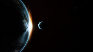 Earth space aurora moon stars 4 - a distant object in the foreground free wallpaper