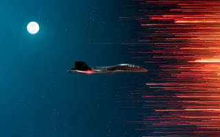 Jet fullmoon stars background astronaut - redshift free wallpaper